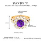 3 CT Amethyst Double Halo Engagement Ring with Moissanite Amethyst - ( AAA ) - Quality - Rosec Jewels