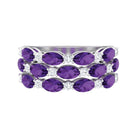 3.50 CT Amethyst and Moissanite Three Row Wedding Band Amethyst - ( AAA ) - Quality - Rosec Jewels