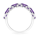 3.50 CT Amethyst and Moissanite Three Row Wedding Band Amethyst - ( AAA ) - Quality - Rosec Jewels