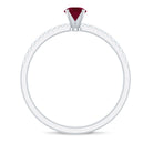 1/2 CT Round Ruby Solitaire Promise and Diamond Ring Ruby - ( AAA ) - Quality - Rosec Jewels