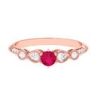 Minimal Ruby Engagement Ring with Diamond Accent Ruby - ( AAA ) - Quality - Rosec Jewels