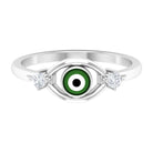 Simple Evil Eye Ring with Certified Moissanite Moissanite - ( D-VS1 ) - Color and Clarity - Rosec Jewels