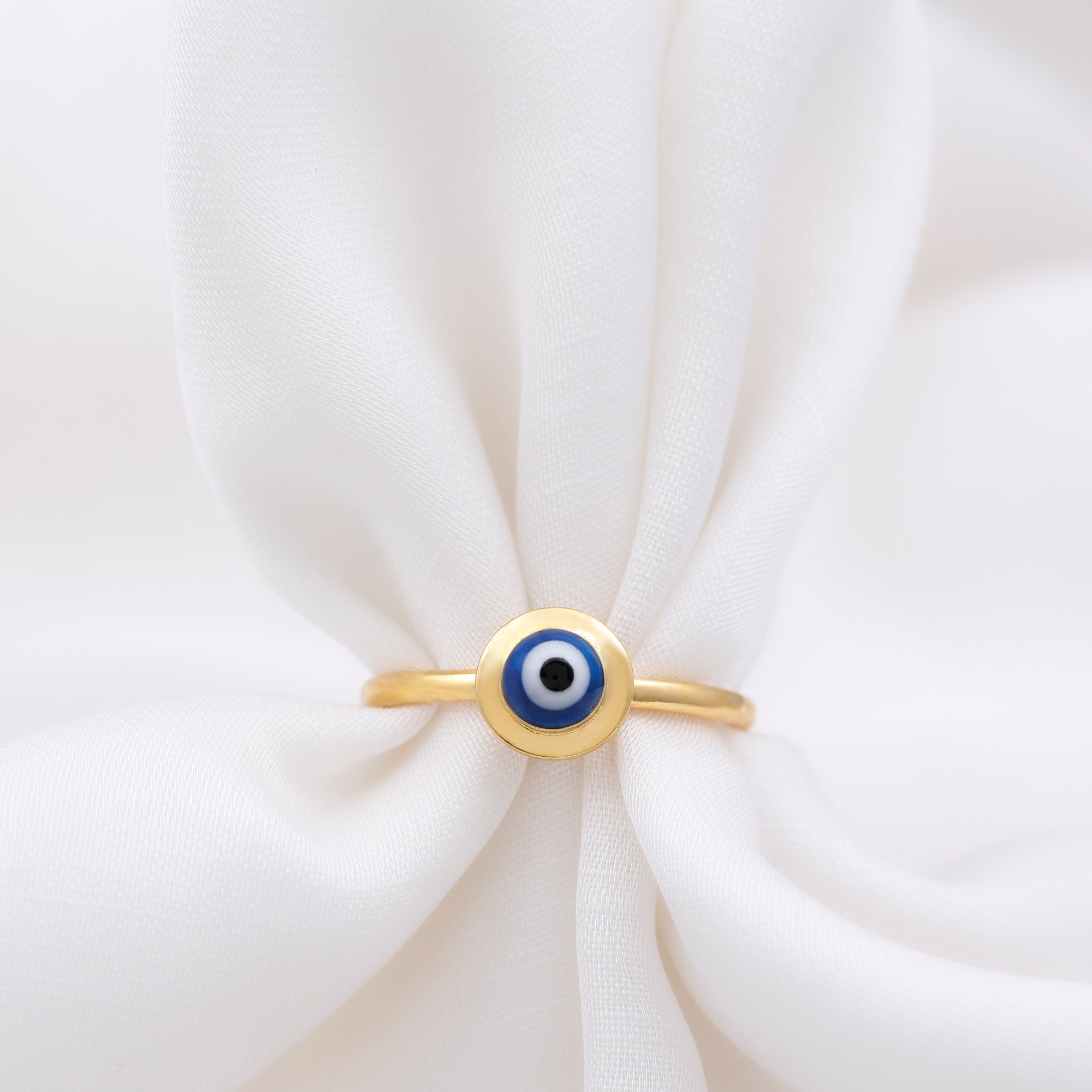 Enamel Evil Eye Gold Ring for Women 18K Yellow Gold - Rosec Jewels