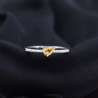 Real Citrine Solitaire Promise Ring with Diamond Side Stones Citrine - ( AAA ) - Quality - Rosec Jewels