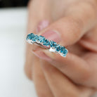 1.75 CT Heart Shape London Blue Topaz Half Eternity Band Ring in Prong Setting for Women London Blue Topaz - ( AAA ) - Quality - Rosec Jewels