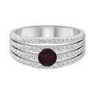 Garnet and Diamond Cocktail Engagement Ring Garnet - ( AAA ) - Quality - Rosec Jewels