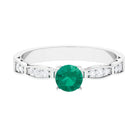 3/4 CT Emerald Solitaire Ring with Diamond Emerald - ( AAA ) - Quality - Rosec Jewels