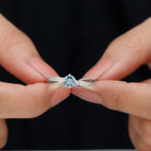 1/2 CT Two Tone Solitaire Infinity Ring with Aquamarine and Diamond Aquamarine - ( AAA ) - Quality - Rosec Jewels