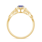 3/4 CT Tanzanite and Diamond Vintage Milgrain Ring Tanzanite - ( AAA ) - Quality - Rosec Jewels