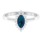 1 CT Marquise Cut London Blue Topaz Ring with Diamond Halo London Blue Topaz - ( AAA ) - Quality - Rosec Jewels