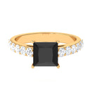 Lab Created Black Diamond Solitaire Ring with Moissanite Lab Created Black Diamond - ( AAAA ) - Quality - Rosec Jewels