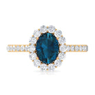 Oval Cut London Blue Topaz with Diamond Halo Ring London Blue Topaz - ( AAA ) - Quality - Rosec Jewels