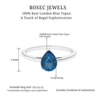 6X8 MM Pear Shaped London Blue Topaz Solitaire Ring London Blue Topaz - ( AAA ) - Quality - Rosec Jewels