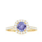 1.5 CT Round Shape Tanzanite and Diamond Floating Halo Designer Ring Tanzanite - ( AAA ) - Quality - Rosec Jewels