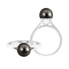 Tahitian Pearl Solitaire with Diamond Ring Tahitian pearl - ( AAA ) - Quality - Rosec Jewels