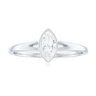 Bezel Set Marquise Cut Moissanite Solitaire Promise Ring in Spilt Shank Moissanite - ( D-VS1 ) - Color and Clarity - Rosec Jewels