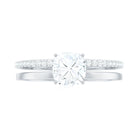 Cushion Cut Solitaire Moissanite Double Band Engagement Ring Moissanite - ( D-VS1 ) - Color and Clarity - Rosec Jewels