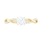 Cushion Cut Moissanite Solitaire Braided Promise Ring Moissanite - ( D-VS1 ) - Color and Clarity - Rosec Jewels