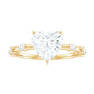 Large Heart Shape Moissanite Solitaire Engagement Ring in Gold Moissanite - ( D-VS1 ) - Color and Clarity - Rosec Jewels