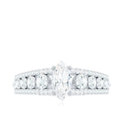 Marquise Cut Moissanite Solitaire Engagement Ring with Side Stones Moissanite - ( D-VS1 ) - Color and Clarity - Rosec Jewels