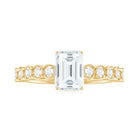 Emerald Cut Moissanite Solitaire Ring with Side Stones Moissanite - ( D-VS1 ) - Color and Clarity - Rosec Jewels