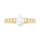 Pear Shaped Moissanite Solitaire Ring with Side Stones Moissanite - ( D-VS1 ) - Color and Clarity - Rosec Jewels