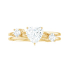 Heart Shape Moissanite Double Band Promise Ring in Gold Moissanite - ( D-VS1 ) - Color and Clarity - Rosec Jewels