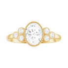 Oval and Round Cut Moissanite Designer Ring in Gold Moissanite - ( D-VS1 ) - Color and Clarity - Rosec Jewels