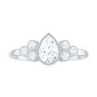 Pear and Round Cut Moissanite Designer Ring in Gold Moissanite - ( D-VS1 ) - Color and Clarity - Rosec Jewels