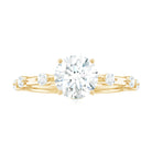 Large Round Shape Moissanite Solitaire Engagement Ring in Gold Moissanite - ( D-VS1 ) - Color and Clarity - Rosec Jewels