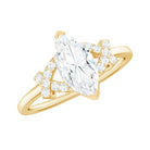 Rosec Jewels-Marquise Cut Moissanite Solitaire Ring in Spilt Shank