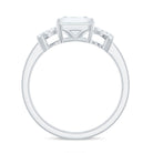 Emerald Cut Moissanite Solitaire Ring in Spilt Shank Moissanite - ( D-VS1 ) - Color and Clarity - Rosec Jewels