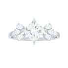 Princess Cut Moissanite Solitaire Engagement Ring with Trio Moissanite - ( D-VS1 ) - Color and Clarity - Rosec Jewels