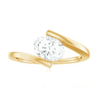 Simple Oval Cut Moissanite Solitaire Bypass Gold Ring Moissanite - ( D-VS1 ) - Color and Clarity - Rosec Jewels