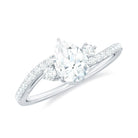 Pear Cut Moissanite Bypass Engagement Ring with Side Stones Moissanite - ( D-VS1 ) - Color and Clarity - Rosec Jewels