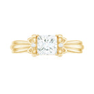 Princess Cut Moissanite Solitaire Engagement Ring with Bow Moissanite - ( D-VS1 ) - Color and Clarity - Rosec Jewels