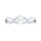 Oval Cut Moissanite Solitaire Crossover Ring in Gold Moissanite - ( D-VS1 ) - Color and Clarity - Rosec Jewels