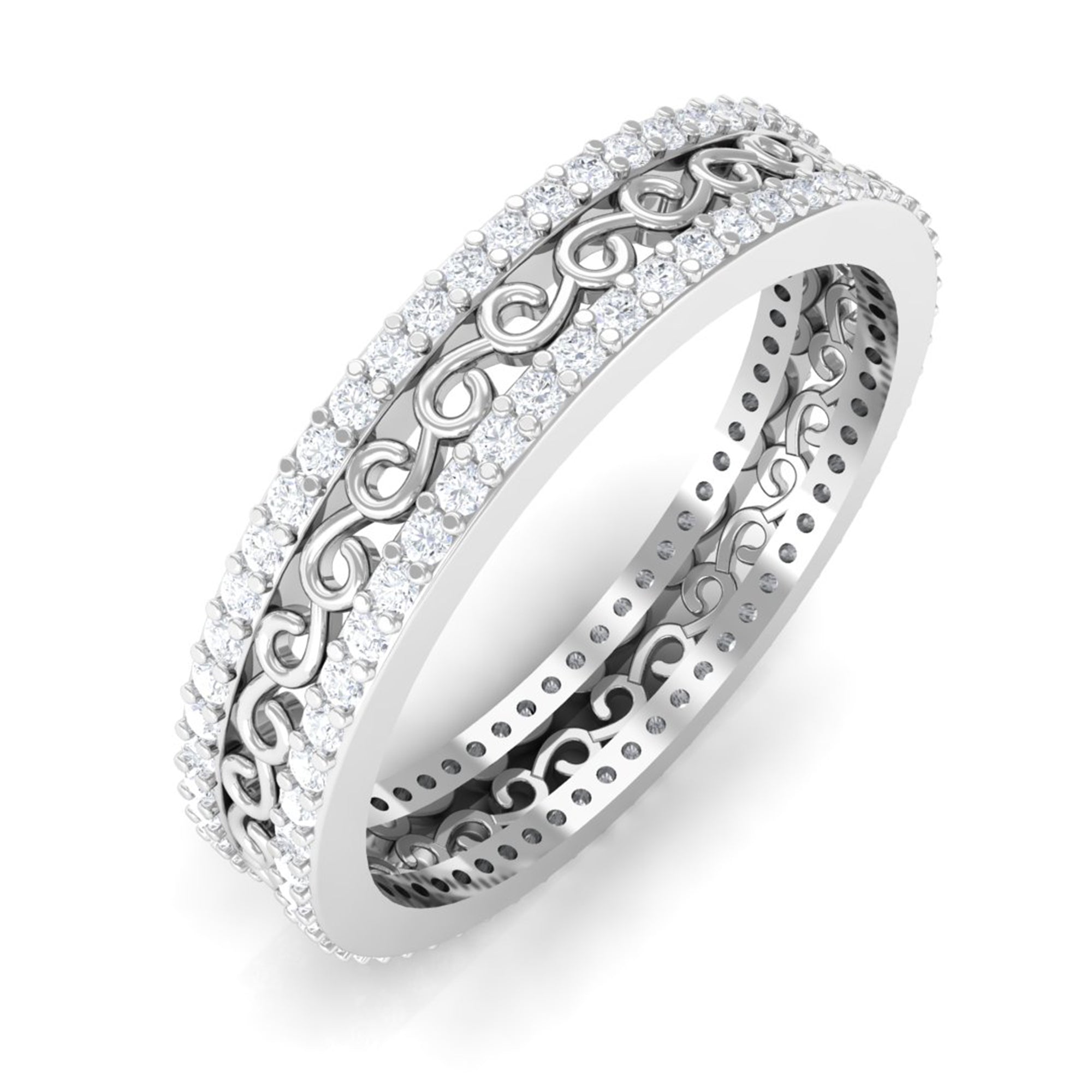 Rosec Jewels-Moissanite Filigree Wedding Band Ring