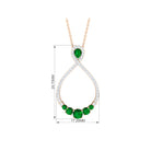 Emerald and Diamond Teardrop Necklace with Graduated Style Emerald - ( AAA ) - Quality - Rosec Jewels