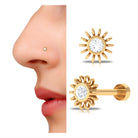 Simple Round Diamond Sunburst Nose Pin Diamond - ( HI-SI ) - Color and Clarity - Rosec Jewels