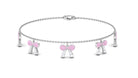 Pink Sapphire and Moissanite Bow Charm Bracelet Pink Sapphire - ( AAA ) - Quality - Rosec Jewels