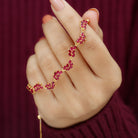 Marquise Lab Grown Ruby Leaf Bolo Bracelet Lab Created Ruby - ( AAAA ) - Quality - Rosec Jewels