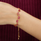 Marquise Lab Grown Ruby Leaf Bolo Bracelet Lab Created Ruby - ( AAAA ) - Quality - Rosec Jewels