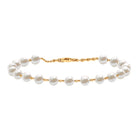 8 MM Round Freshwater Pearl Station Chain Bracelet Freshwater Pearl - ( AAA ) - Quality - Rosec Jewels