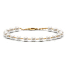 8 MM Round Freshwater Pearl Station Chain Bracelet Freshwater Pearl - ( AAA ) - Quality - Rosec Jewels