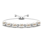 Freshwater Pearl Bolo Bracelet with Gold Textured Beaded Freshwater Pearl - ( AAA ) - Quality - Rosec Jewels