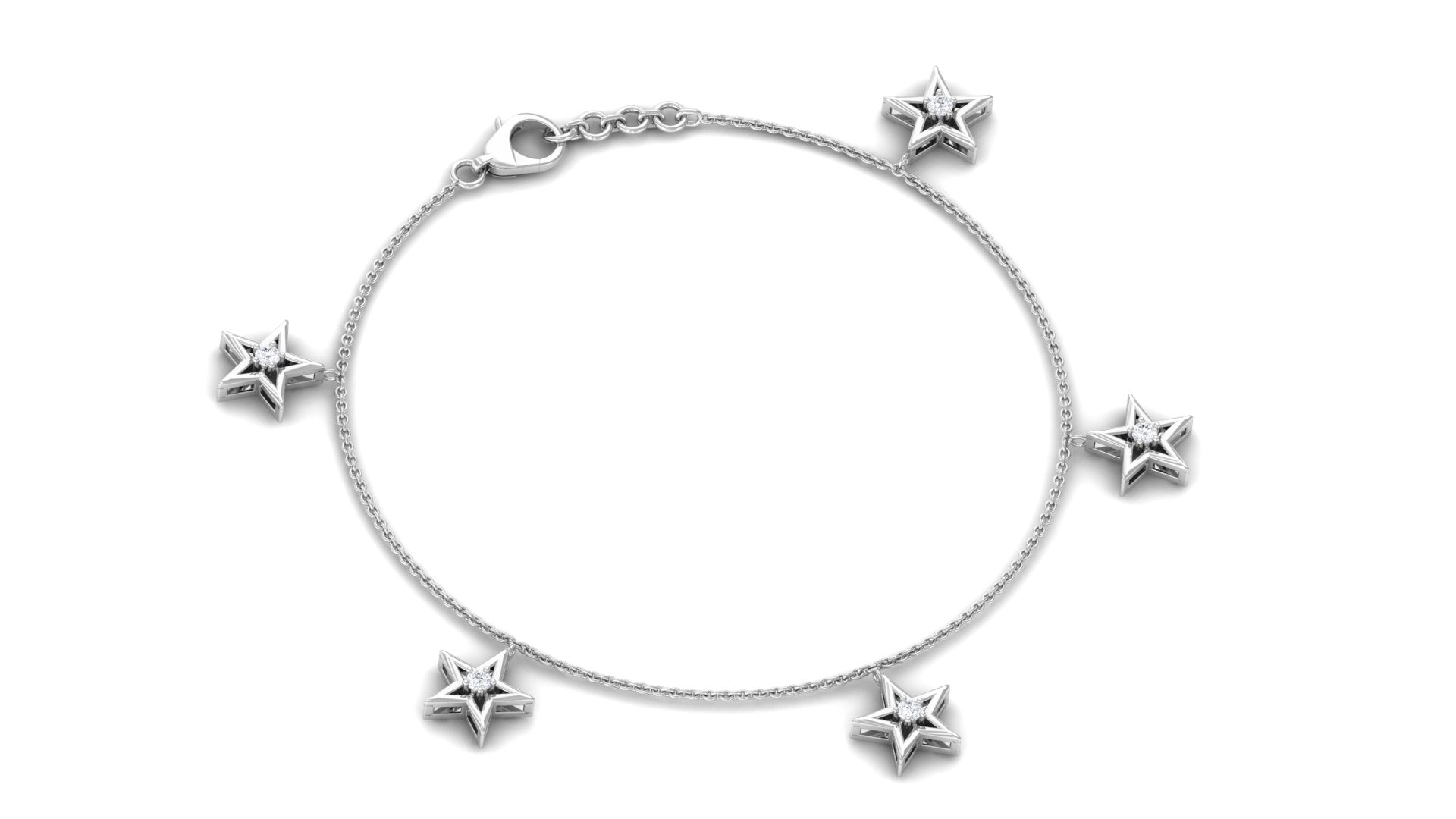 Elegant Cubic Zirconia Star Charm Chain Bracelet Zircon - ( AAAA ) - Quality - Rosec Jewels