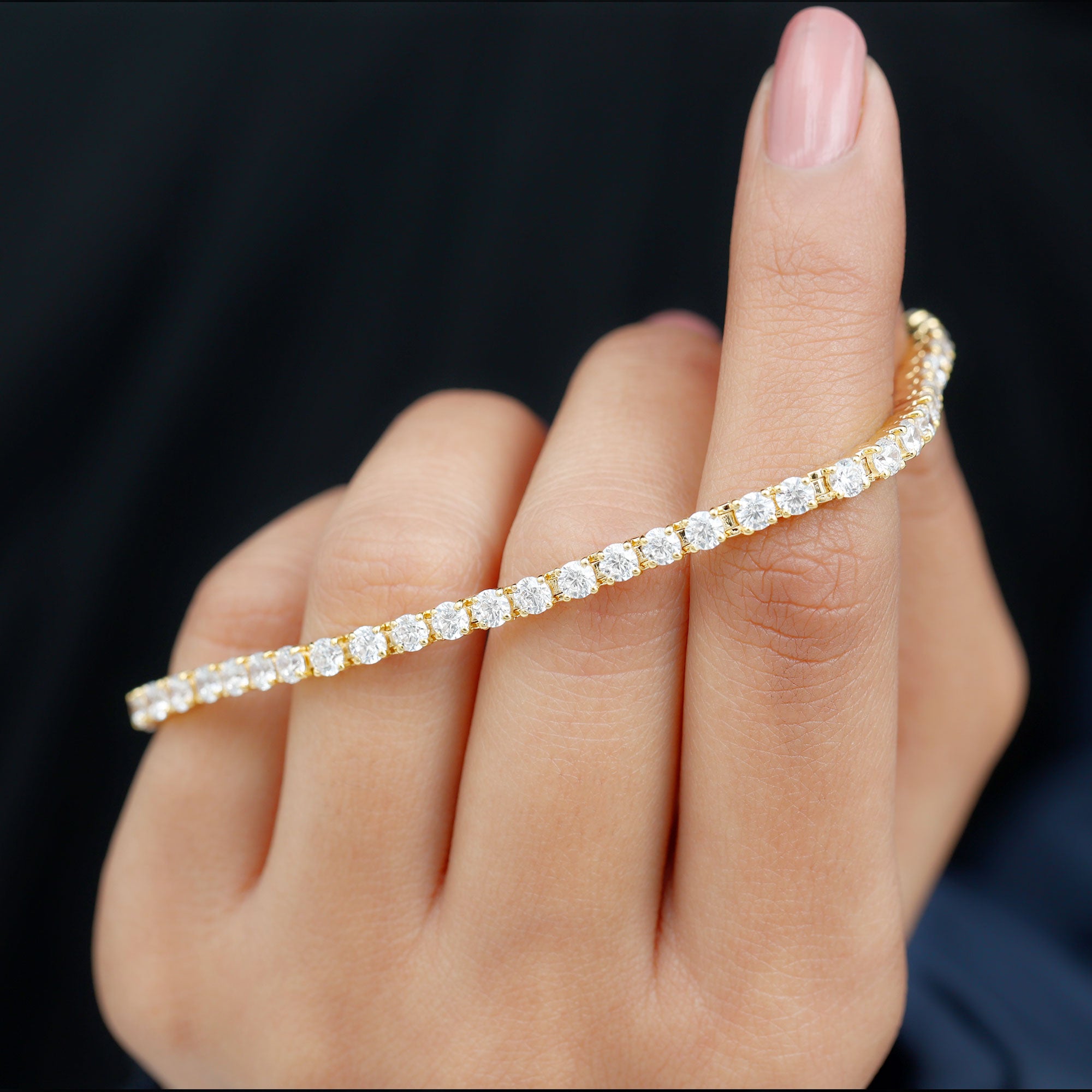 Round Shape Cubic Zirconia Tennis Bracelet Zircon - ( AAAA ) - Quality - Rosec Jewels