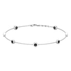 0.75 CT Bezel Set Black Onyx Seven Stone Station Chain Bracelet Black Onyx - ( AAA ) - Quality - Rosec Jewels