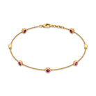 1 CT Bezel Set Rhodolite Seven Stone Station Chain Bracelet Rhodolite - ( AAA ) - Quality - Rosec Jewels